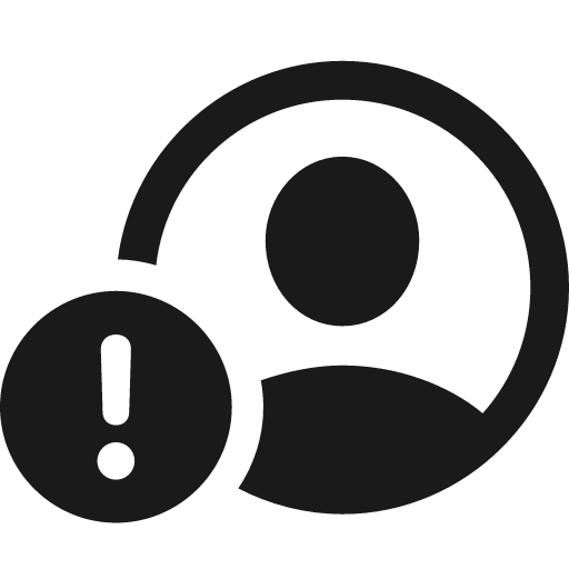 Person crop circle badge exclam icon, solid style, from Framework7 Icons