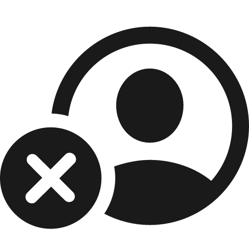 Person crop circle badge xmark icon, solid style, from Framework7 Icons