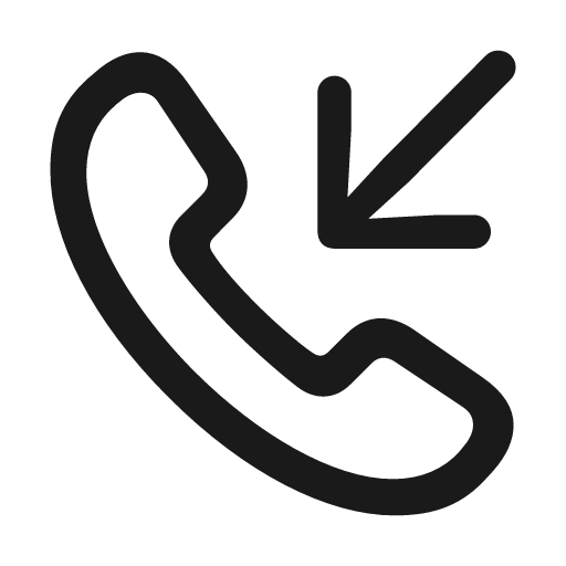 Phone arrow down left icon, solid style, from Framework7 Icons