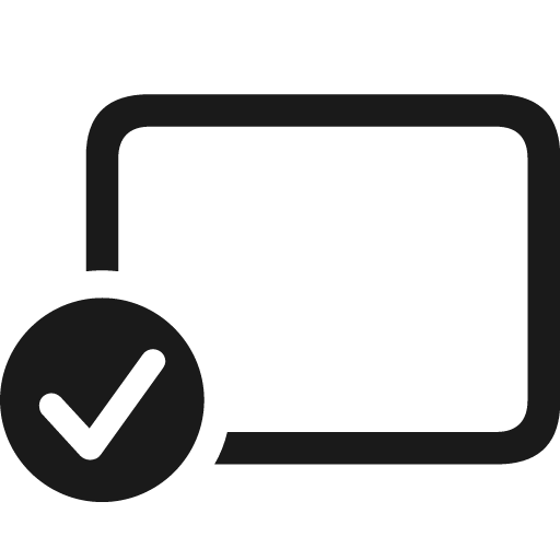 Rectangle badge checkmark icon, solid style, from Framework7 Icons