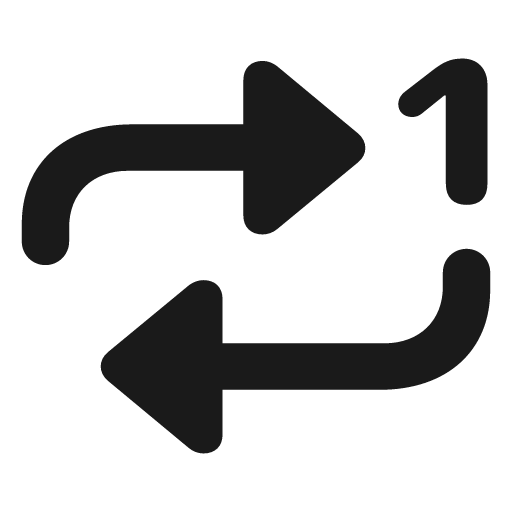 Repeat 1 icon, solid style, from Framework7 Icons