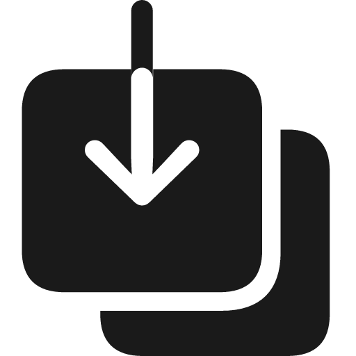 Square arrow down on square fill icon, filled style, from Framework7 Icons