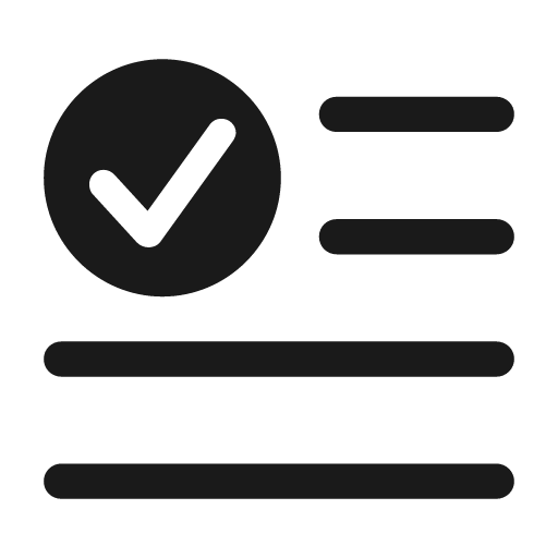 Text badge checkmark icon, solid style, from Framework7 Icons