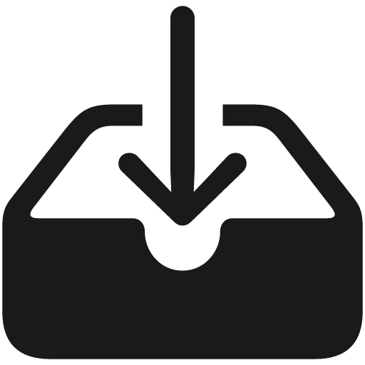Tray arrow down fill icon, filled style, from Framework7 Icons