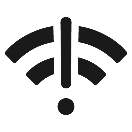 Wifi exclamationmark icon, solid style, from Framework7 Icons