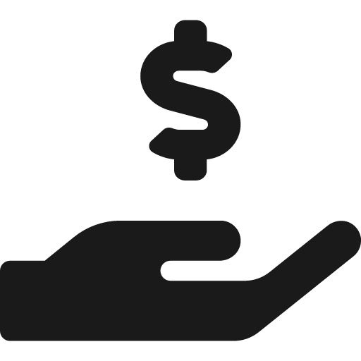 Hand holding usd icon, solid style, from Font Awesome 5 Solid
