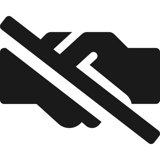 Handshake alt slash icon, solid style, from Font Awesome 5 Solid