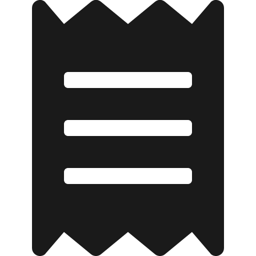 Receipt icon, solid style, from Font Awesome 5 Solid