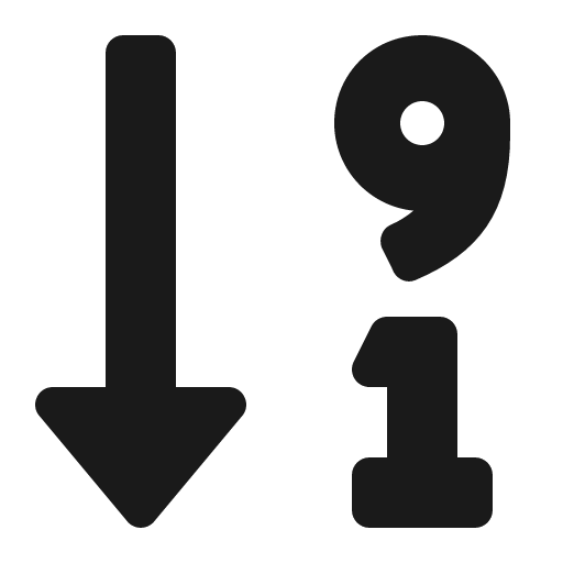 Sort numeric down alt icon, solid style, from Font Awesome 5 Solid