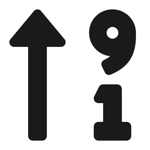 Sort numeric up alt icon, solid style, from Font Awesome 5 Solid