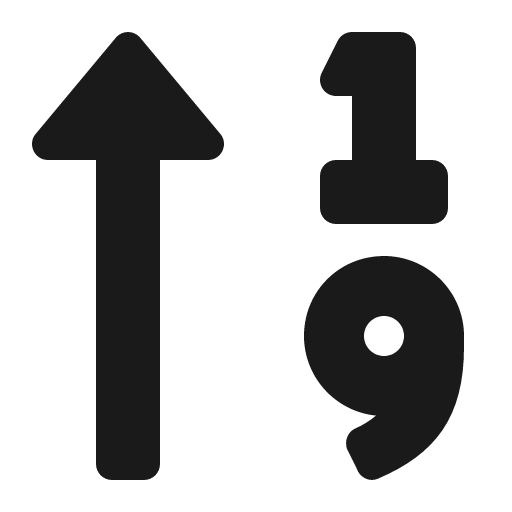 Sort numeric up icon, solid style, from Font Awesome 5 Solid