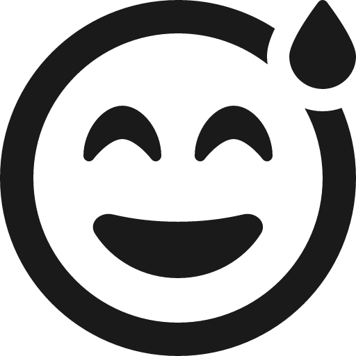 Face grin beam sweat icon, solid style, from Font Awesome 6 Regular