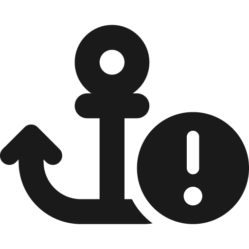 Anchor circle exclamation icon, solid style, from Font Awesome 6 Solid