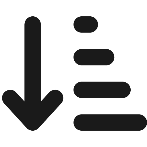 Arrow down short wide icon, solid style, from Font Awesome 6 Solid