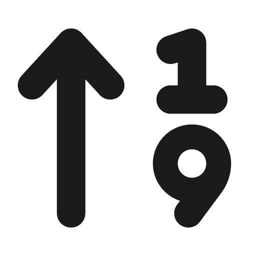 Arrow up 1 9 icon, solid style, from Font Awesome 6 Solid