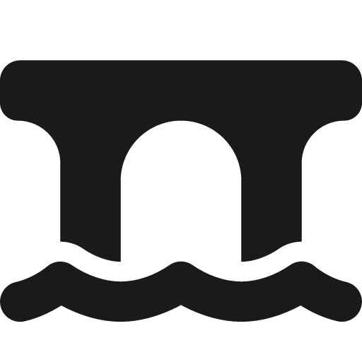 Bridge water icon, solid style, from Font Awesome 6 Solid