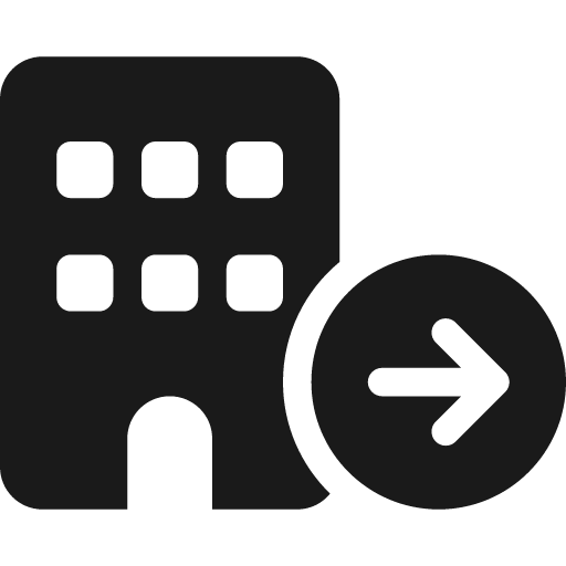 Building circle arrow right icon, solid style, from Font Awesome 6 Solid