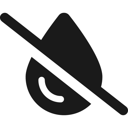 Droplet slash icon, solid style, from Font Awesome 6 Solid