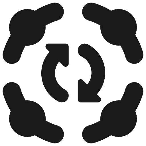 Group arrows rotate icon, solid style, from Font Awesome 6 Solid