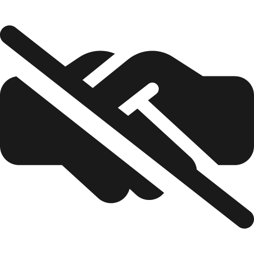 Handshake simple slash icon, solid style, from Font Awesome 6 Solid
