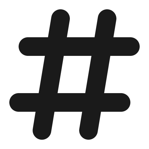 Hashtag icon, solid style, from Font Awesome 6 Solid