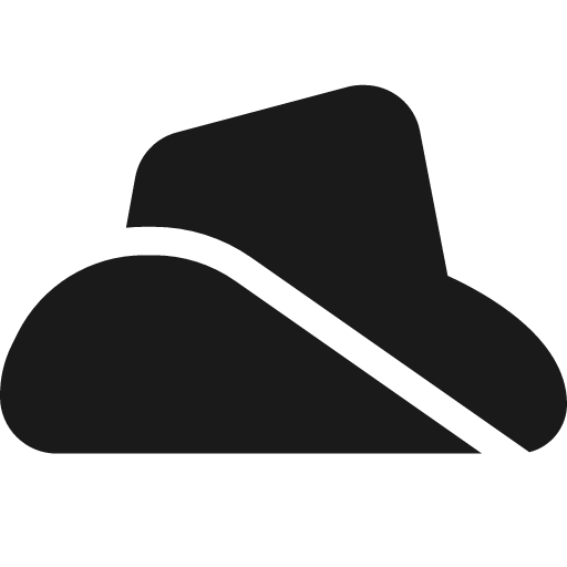 Hat cowboy side icon, solid style, from Font Awesome 6 Solid