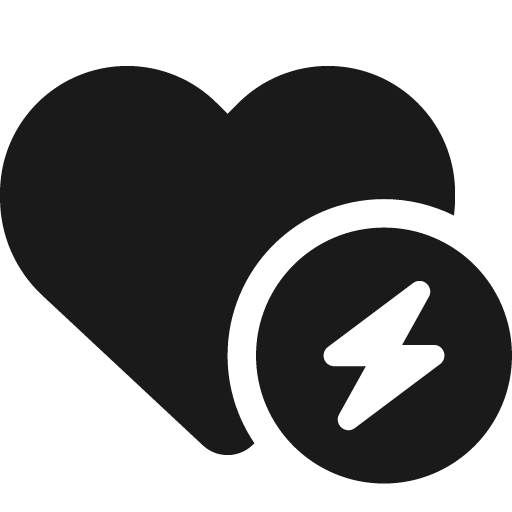 Heart circle bolt icon, solid style, from Font Awesome 6 Solid