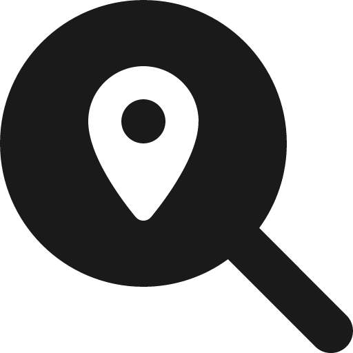 Magnifying glass location icon, solid style, from Font Awesome 6 Solid