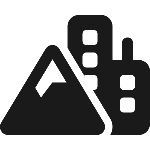 Mountain city icon, solid style, from Font Awesome 6 Solid