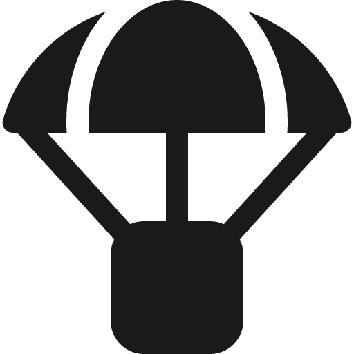 Parachute box icon, solid style, from Font Awesome 6 Solid