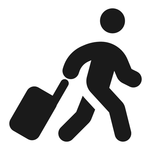 Person walking luggage icon, solid style, from Font Awesome 6 Solid