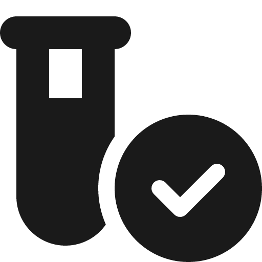Vial circle check icon, solid style, from Font Awesome 6 Solid