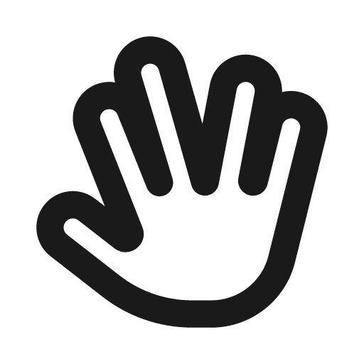 Hand spock icon, solid style, from Font Awesome Regular