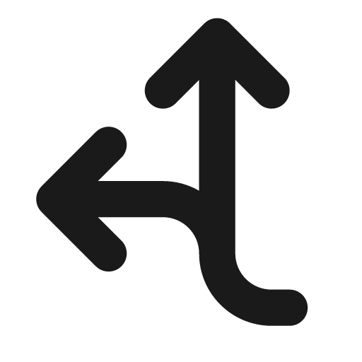 Arrows split up and left icon, solid style, from Font Awesome Solid