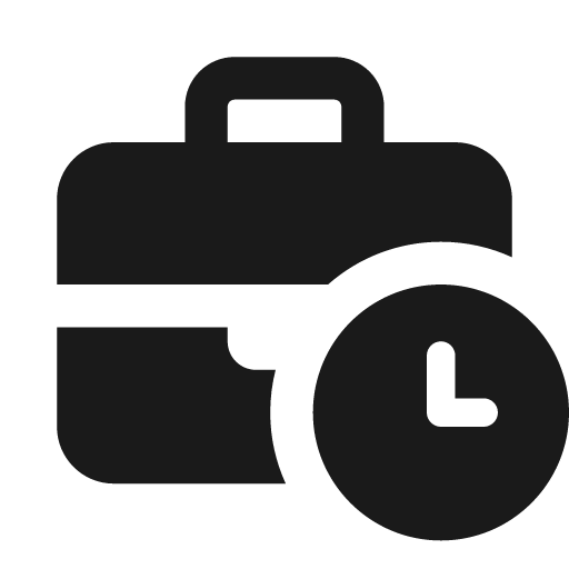 Briefcase clock icon, solid style, from Font Awesome Solid