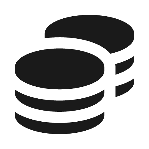 Coins icon, solid style, from Font Awesome Solid
