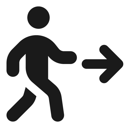 Person walking arrow right icon, solid style, from Font Awesome Solid