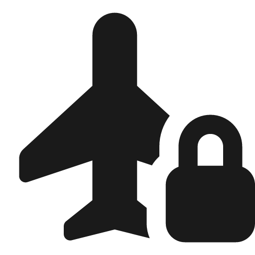 Plane lock icon, solid style, from Font Awesome Solid