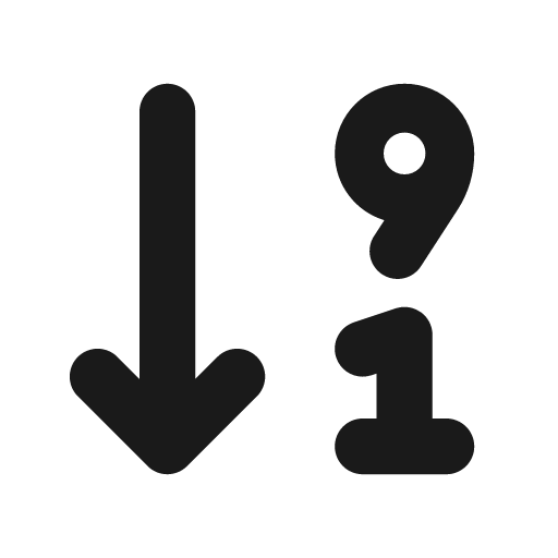 Sort numeric down alt icon, solid style, from Font Awesome Solid