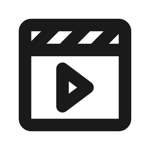 Clapperboard play outline icon, outline style, from Flowbite Icons