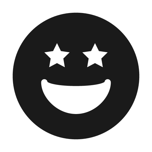 Face grin stars solid icon, filled style, from Flowbite Icons
