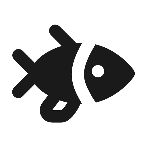 Fish alt solid icon, filled style, from Flowbite Icons