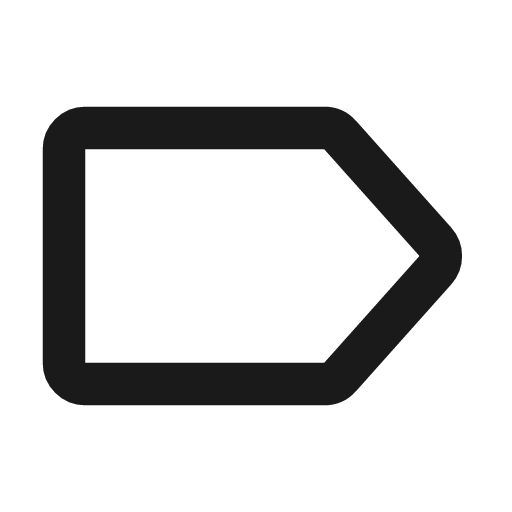 Label outline icon, outline style, from Flowbite Icons