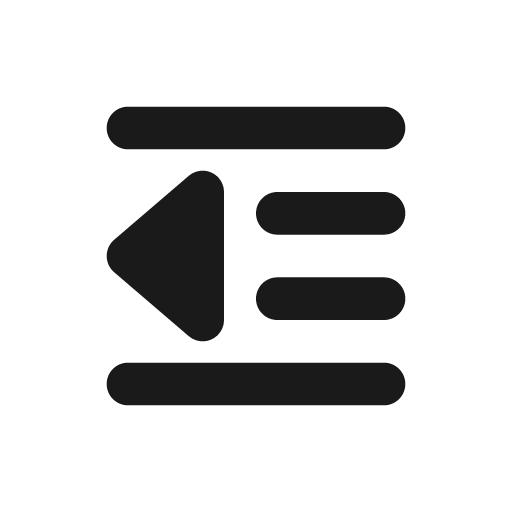 Outdent solid icon, filled style, from Flowbite Icons