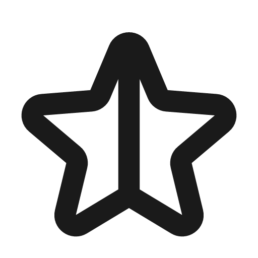 Star half stroke outline icon, outline style, from Flowbite Icons