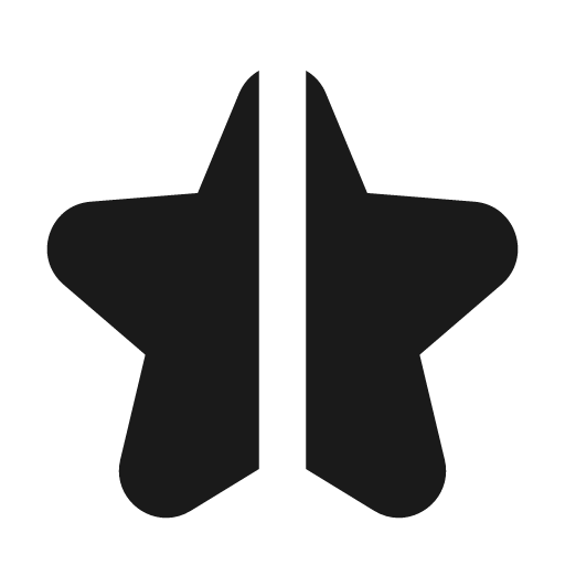 Star half stroke solid icon, filled style, from Flowbite Icons