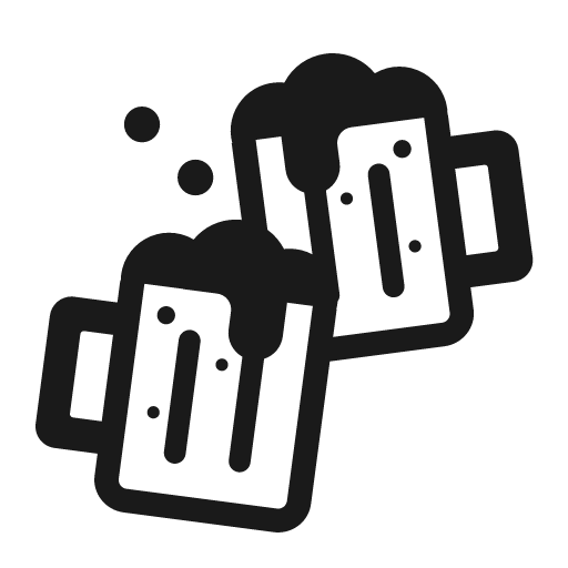 Clinking beer mugs icon, solid style, from Fluent Emoji High Contrast