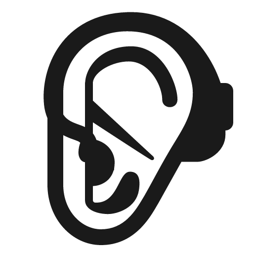 Ear with hearing aid icon, solid style, from Fluent Emoji High Contrast