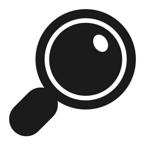 Magnifying glass tilted right icon, solid style, from Fluent Emoji High Contrast