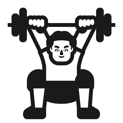Man lifting weights icon, solid style, from Fluent Emoji High Contrast